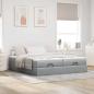 Preview: Ottoman-Bett mit Matratzen Hellgrau 200x200 cm Stoff