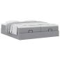 Preview: Ottoman-Bett mit Matratzen Hellgrau 200x200 cm Stoff