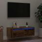 Preview: ARDEBO.de - TV-Schrank mit LED-Leuchten Altholz-Optik 75x35,5x25 cm