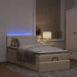 Preview: Ottomane Bett mit Matratze & LEDs Creme 90x200 cm Stoff