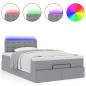 Preview: Ottoman-Bett mit Matratze Hellgrau 120x190 cm Stoff
