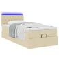 Preview: Ottomane Bett mit Matratze & LEDs Creme 90x200 cm Stoff