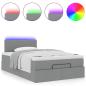 Preview: Ottoman-Bett mit Matratze Hellgrau 120x190 cm Stoff