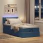 Preview: ARDEBO.de - Ottoman-Bett mit Matratze Blau 100x200 cm Stoff
