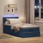 Preview: Ottomane Bett mit Matratze & LEDs Blau 90x200 cm Stoff