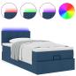 Preview: Ottomane Bett mit Matratze & LEDs Blau 90x200 cm Stoff