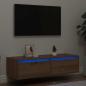 Preview: ARDEBO.de - TV-Schrank mit LED-Leuchten Artisan-Eiche 100x35,5x25 cm