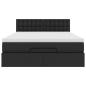 Preview: Ottoman-Bett mit Matratze Schwarz 140x200 cm Kunstleder