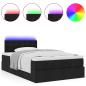 Preview: Ottomane Bett mit Matratze & LEDs Schwarz 120x190 cm Stoff