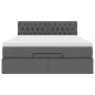Preview: ARDEBO.de - Ottoman-Bett mit Matratze Dunkelgrau 140x200 cm Stoff
