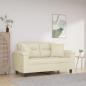 Preview: ARDEBO.de - 2-Sitzer-Sofa mit Zierkissen Creme 120 cm Kunstleder