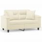 Preview: 2-Sitzer-Sofa mit Zierkissen Creme 120 cm Kunstleder