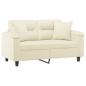 Preview: 2-Sitzer-Sofa mit Zierkissen Creme 120 cm Kunstleder