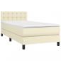 Preview: Boxspringbett mit Matratze & LED Creme 100x200 cm Kunstleder