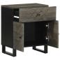 Preview: Nachttisch Schwarz 50x33x60 cm Massivholz Mango