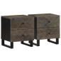 Preview: ARDEBO.de - Nachttische 2 Stk. Schwarz 40x33x46 cm Massivholz Mango