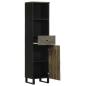 Preview: Badschrank Schwarz 38x33x160 cm Massivholz Mango
