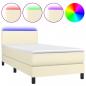 Preview: Boxspringbett mit Matratze & LED Creme 100x200 cm Kunstleder