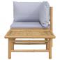 Preview: 2-tlg. Garten-Lounge-Set Hellgraue Kissen Bambus