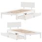 Preview: Massivholzbett mit Schubladen Weiß 100x200 cm Kiefer