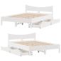 Preview: Massivholzbett mit Schubladen Weiß 120x190 cm Kiefer