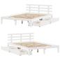 Preview: Massivholzbett mit Schubladen Weiß 120x200 cm Kiefer