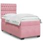 Preview: ARDEBO.de - Boxspringbett mit Matratze Rosa 90x200 cm Samt