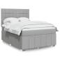 Preview: ARDEBO.de - Boxspringbett mit Matratze Hellgrau 140x200 cm Stoff