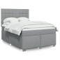Preview: ARDEBO.de - Boxspringbett mit Matratze Hellgrau 140x200 cm Stoff