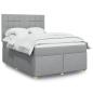Preview: ARDEBO.de - Boxspringbett mit Matratze Hellgrau 140x200 cm Stoff