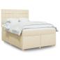 Preview: ARDEBO.de - Boxspringbett mit Matratze Creme 140x200 cm Stoff