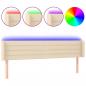 Preview: LED Kopfteil Creme 183x16x78/88 cm Stoff