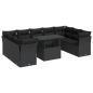Preview: 10-tlg. Garten-Sofagarnitur mit Kissen Schwarz Poly Rattan