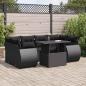 Preview: ARDEBO.de - 7-tlg. Garten-Sofagarnitur mit Kissen Schwarz Poly Rattan