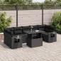 Preview: ARDEBO.de - 8-tlg. Garten-Sofagarnitur mit Kissen Schwarz Poly Rattan
