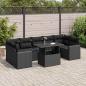 Preview: ARDEBO.de - 8-tlg. Garten-Sofagarnitur mit Kissen Schwarz Poly Rattan