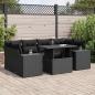 Preview: ARDEBO.de - 7-tlg. Garten-Sofagarnitur mit Kissen Schwarz Poly Rattan