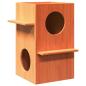 Preview: ARDEBO.de - Katzenhaus Wachsbraun 43x43x60 cm Massivholz Kiefer
