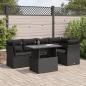 Preview: ARDEBO.de - 6-tlg. Garten-Sofagarnitur mit Kissen Schwarz Poly Rattan