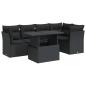 Preview: 6-tlg. Garten-Sofagarnitur mit Kissen Schwarz Poly Rattan