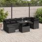 Preview: ARDEBO.de - 8-tlg. Garten-Sofagarnitur mit Kissen Schwarz Poly Rattan