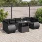 Preview: ARDEBO.de - 8-tlg. Garten-Sofagarnitur mit Kissen Schwarz Poly Rattan
