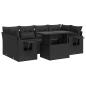 Preview: 7-tlg. Garten-Sofagarnitur mit Kissen Schwarz Poly Rattan