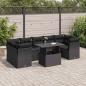 Preview: ARDEBO.de - 8-tlg. Garten-Sofagarnitur mit Kissen Schwarz Poly Rattan