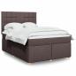 Preview: ARDEBO.de - Boxspringbett mit Matratze Dunkelbraun 140x200 cm Stoff