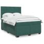 Preview: ARDEBO.de - Boxspringbett mit Matratze Dunkelgrün 140x200 cm Samt