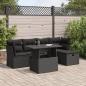 Preview: ARDEBO.de - 6-tlg. Garten-Sofagarnitur mit Kissen Schwarz Poly Rattan