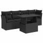 Preview: 5-tlg. Garten-Sofagarnitur mit Kissen Schwarz Poly Rattan