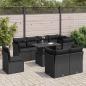 Preview: ARDEBO.de - 9-tlg. Garten-Sofagarnitur mit Kissen Schwarz Poly Rattan