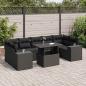 Preview: ARDEBO.de - 8-tlg. Garten-Sofagarnitur mit Kissen Schwarz Poly Rattan